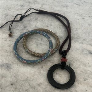 Elegant Multicolor Bangle and Pendant Set